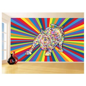 Papel De Parede 3D Animais Pop Art Touro Bull 3,5M Pxa190