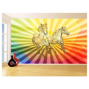 Papel De Parede Animais Pop Art Cavalos Cores 3,5M Pxa358