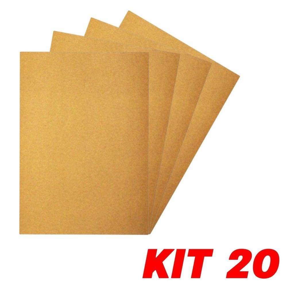 Kit 20 Lixa Folha Grão 220 Madeira Porta Acabamento 27X22Cm