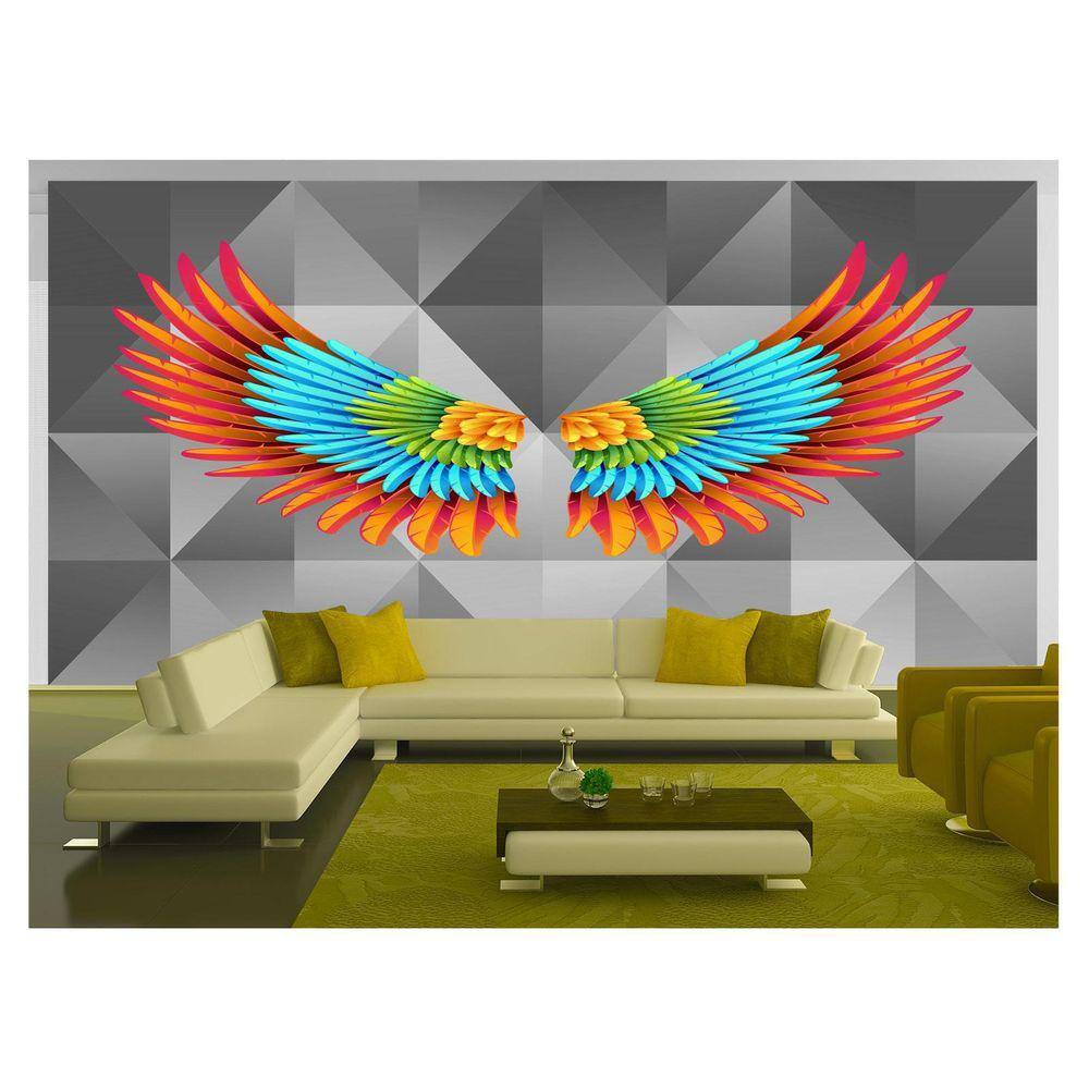 Papel De Parede 3D Arte Asas Selfie Insta Cores 3,5M Tra251