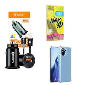 Kit Carregador Veicular + Capinha Mi11 Lite + Película 9D