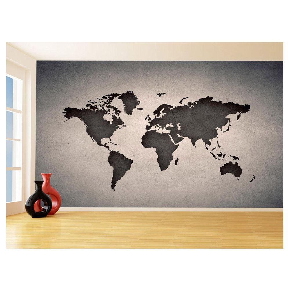Papel De Parede 3D Mapa Mundi Concreto Cimento 3,5M Nmu19