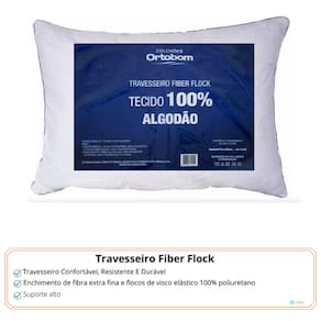 Travesseiro Ortobom Fiber Flock - Perfil Alto e Confortável 50x70
