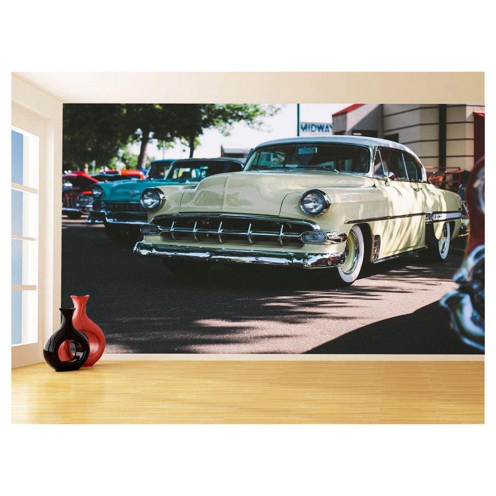 Papel De Parede 3D Carro Antigo Clássico Vintage 3,5M Cxr12