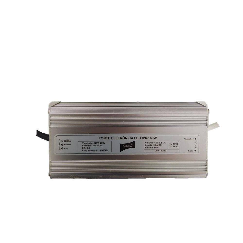 Fonte Blindada Ip67 Para Led 60W Bivolt Saida 12V Dc 5.0A