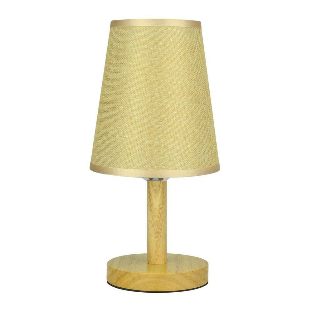 Abajur Luminária de Mesa Madeira Quadrado 30cm x 15cm Bege