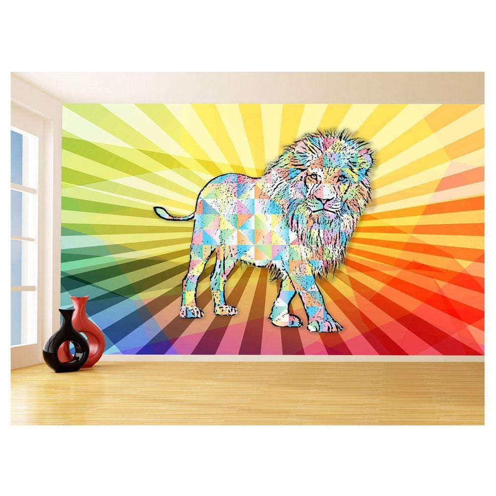 Papel De Parede Animais Pop Art Leão Rei Selva 3,5M Pxa36