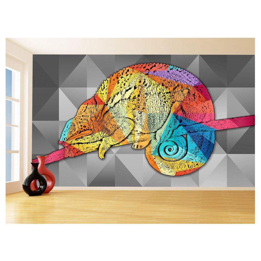 Papel De Parede 3D Animais Pop Art Camaleão Pet 3,5M Pxa23