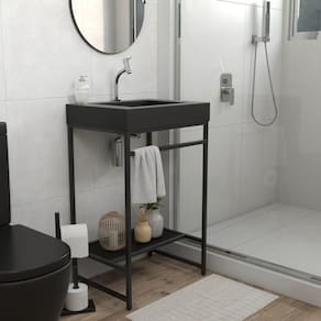 Gabinete para Banheiro Iron Black 60cmx45cm com Cuba Sobrepor Preto Fosco