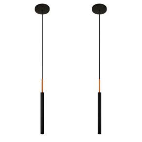 Kit 2 Luminárias Pendente Teto Tubo Sala Preto Cobre 40Cm