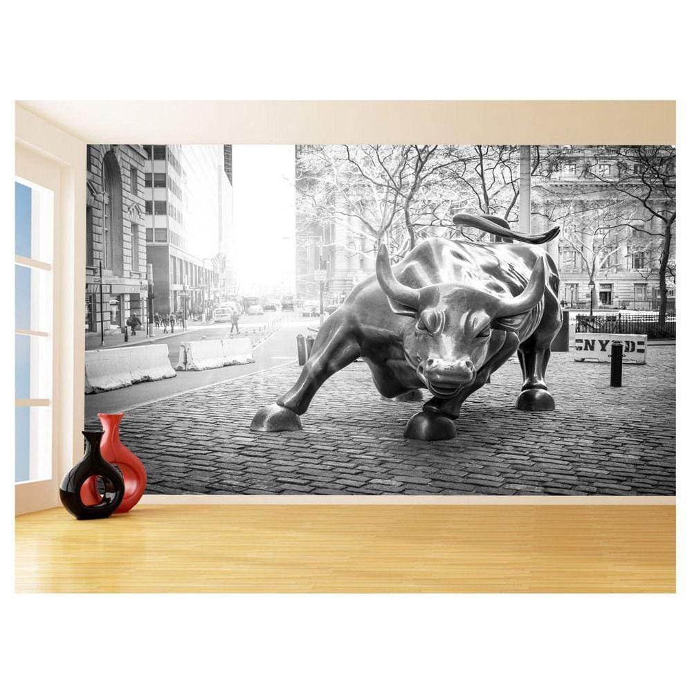 Papel De Parede Cidade Wall Street Touro Bull 3,5M Ncd281