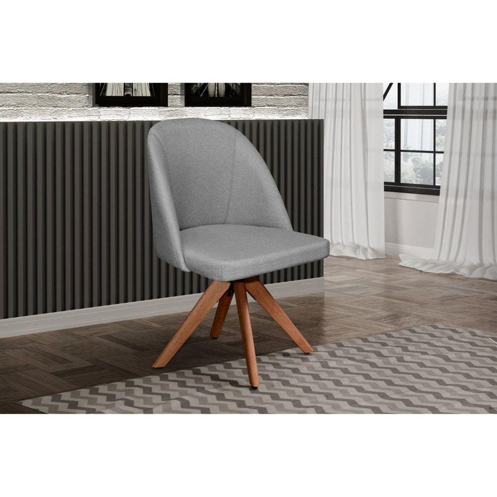Poltrona Decorativa Giratória Lua Cinza Claro