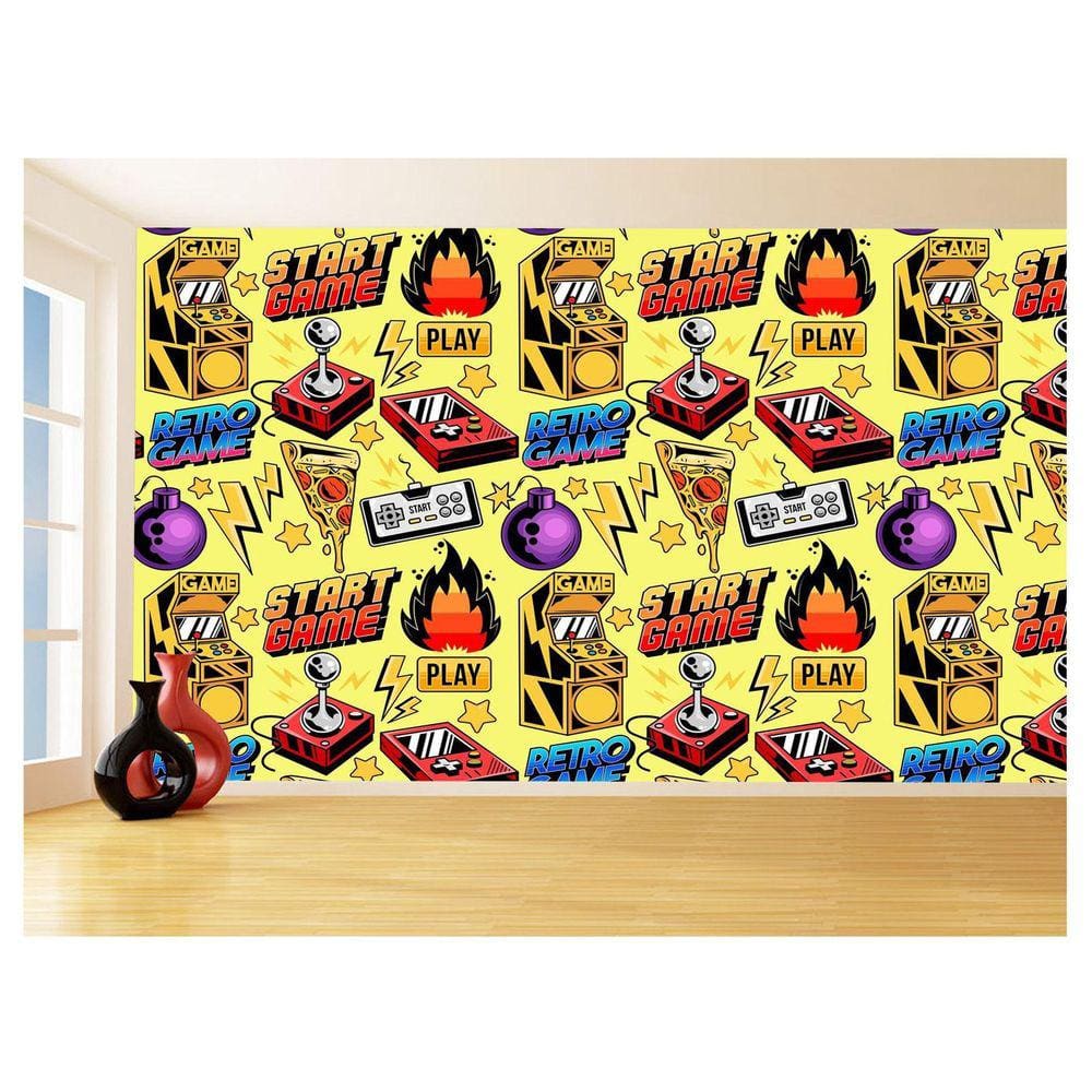 Papel De Parede 3D Infantil Controle Game Jogo 3,5M Azs303