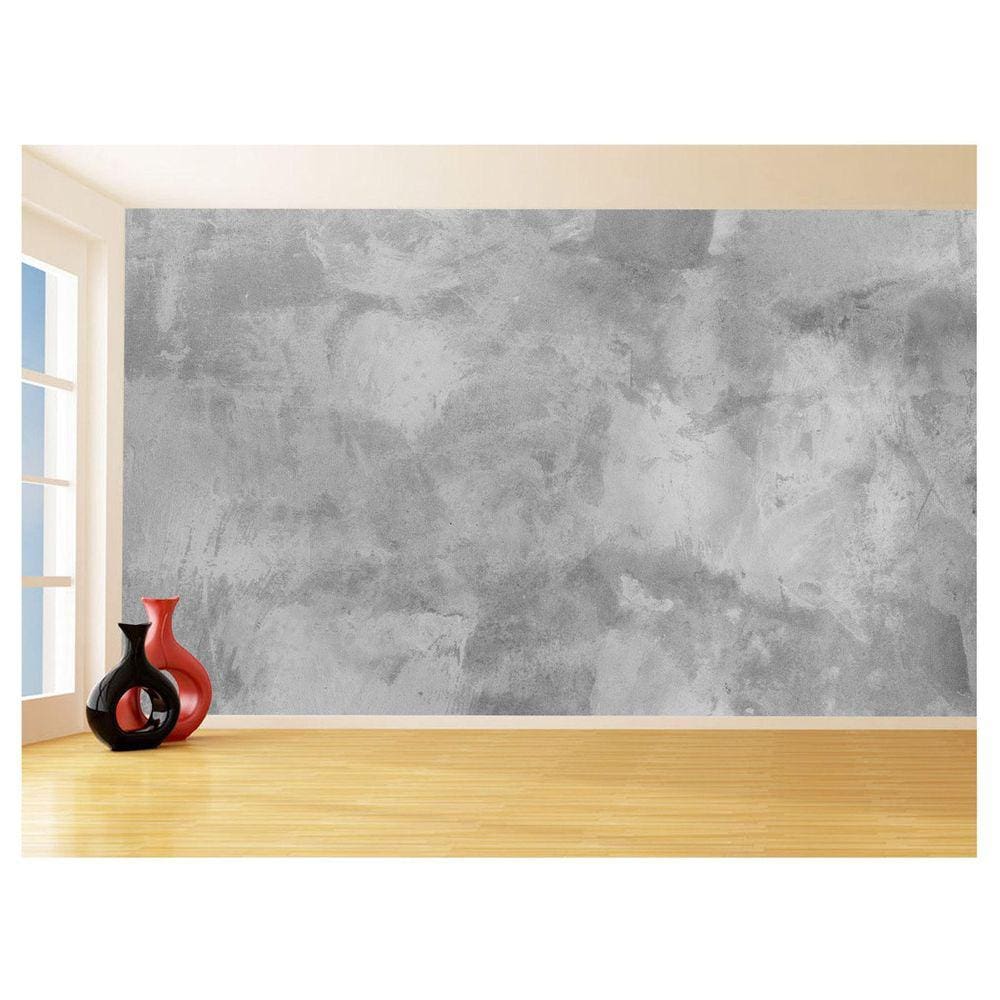 Papel De Parede 3D Concreto Queimado Liso Cinza 3,5M Kkt14