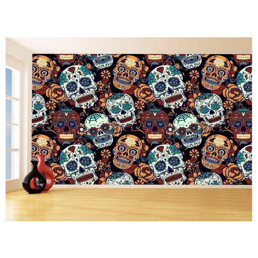 Papel De Parede 3D Textura Caveiras Mexicanas 3,5M Txt204
