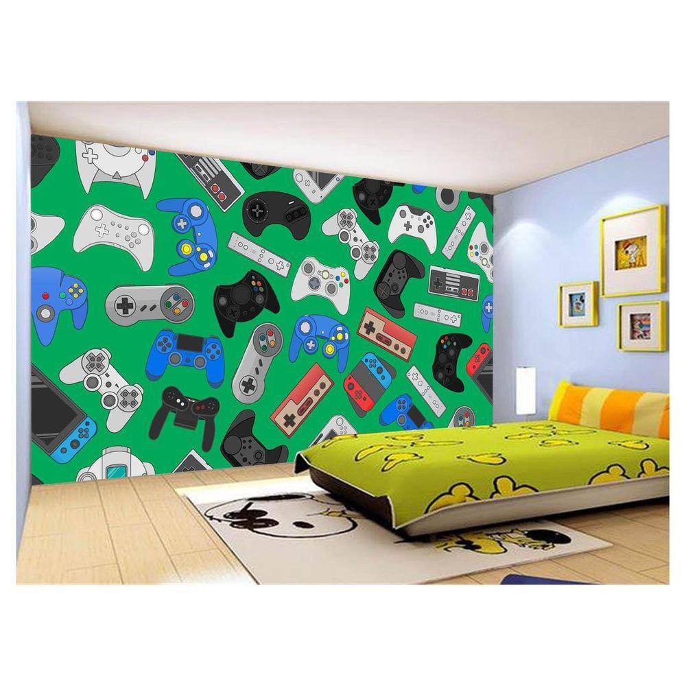 Papel De Parede 3D Infantil Controle Game Jogo 3,5M Azs236