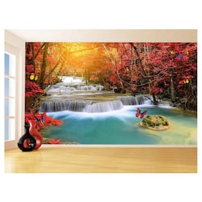 Papel De Parede 3D Paisagem Cachoeira Florestas 3,5M Nch231