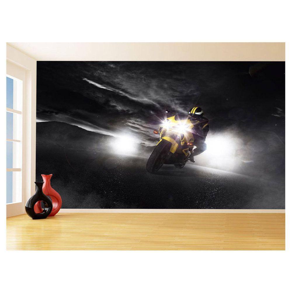 Papel De Parede 3D Moto Esporte Viagem Estrada 3,5M Bkm53