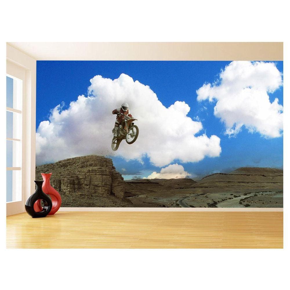 Papel De Parede 3D Moto Cross Trilha Terra Mx 3,5M Bkm04