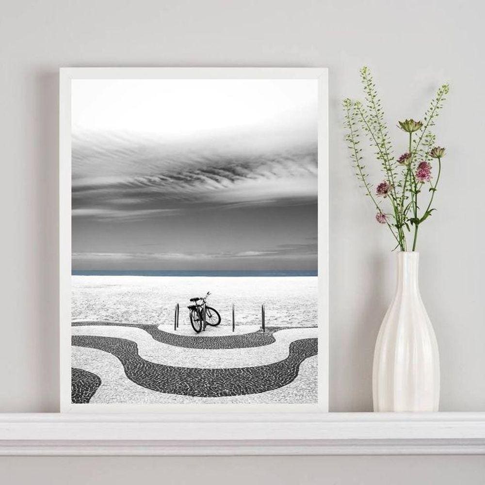 Quadro Bicicleta Copacabana 24x18cm - Vidro e Moldura Preta