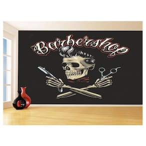 Papel De Parede 3D Barbearia Barber Shop Logo 3,5M Brb33