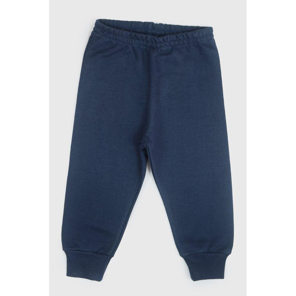 Calça Moletom Básica Punho Menino Azul Marinho Criança Abrigo