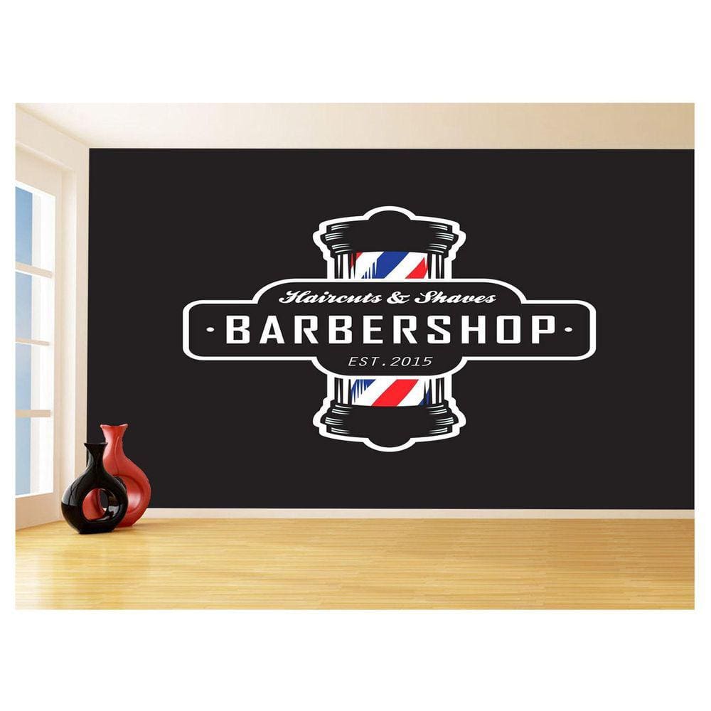 Papel De Parede 3D Barbearia Barber Shop Logo 3,5M Brb24