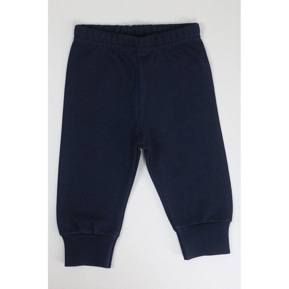 Calça Moleton Menino Azul Marinho Flanelado Crianças Abrigo Bebê