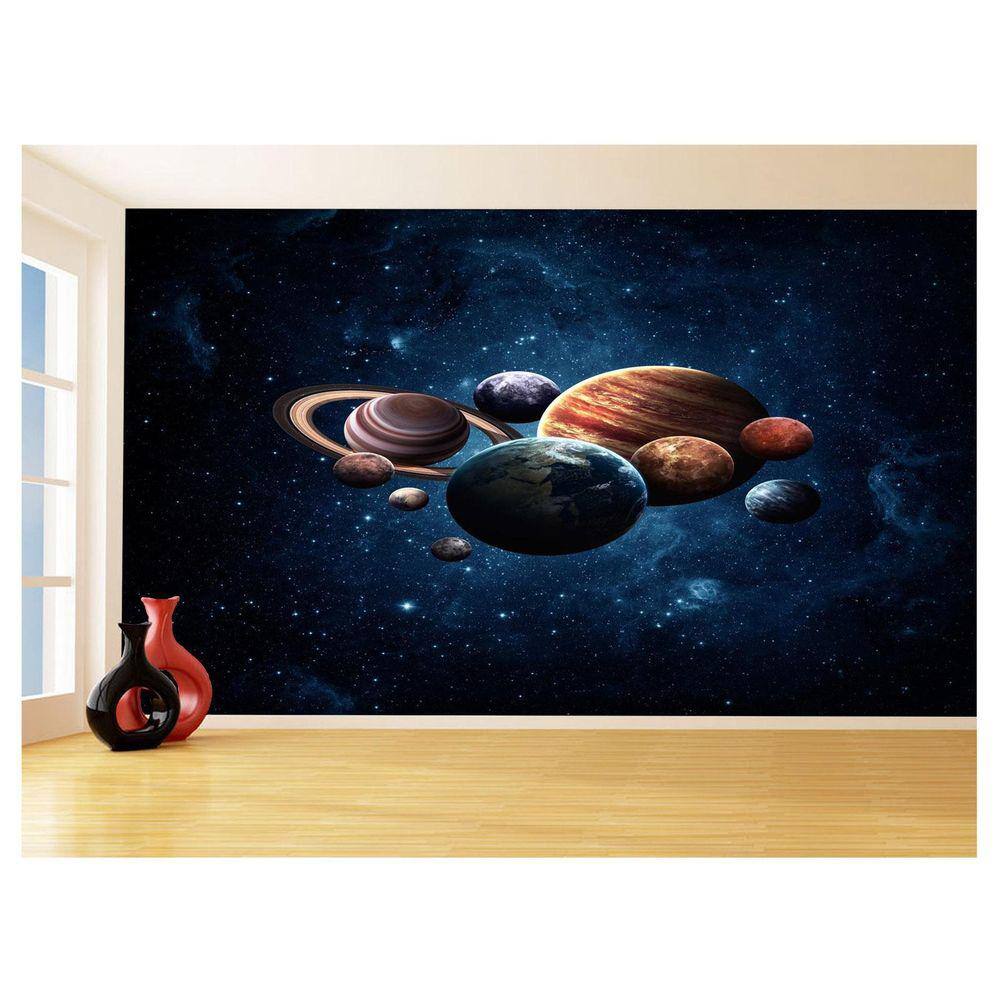 Papel De Parede 3D Espaço Estrelas Planetas 3,5M Nsp177