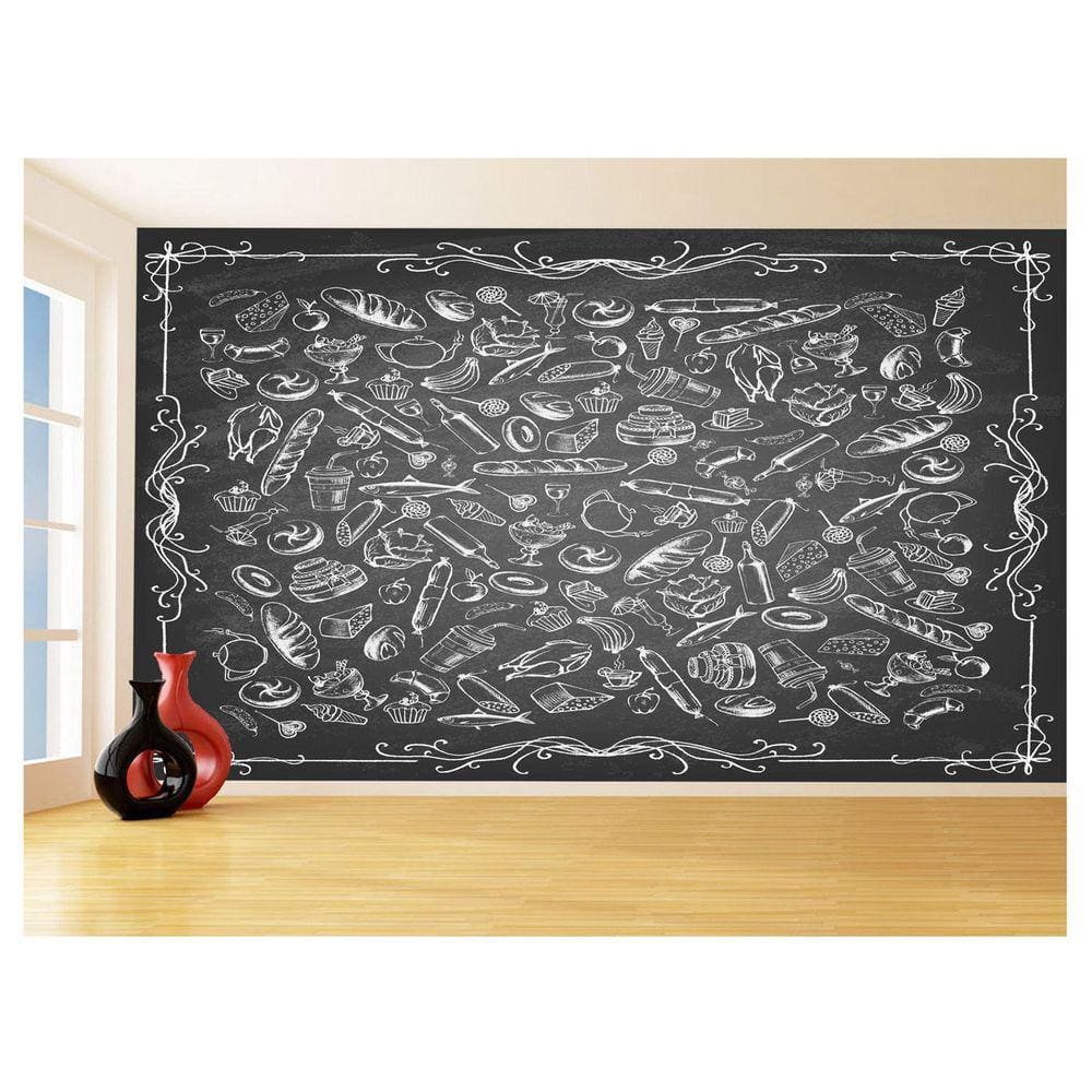 Papel De Parede 3D Estilo Lousa Cozinha Menu Dia 3,5M Lcb27