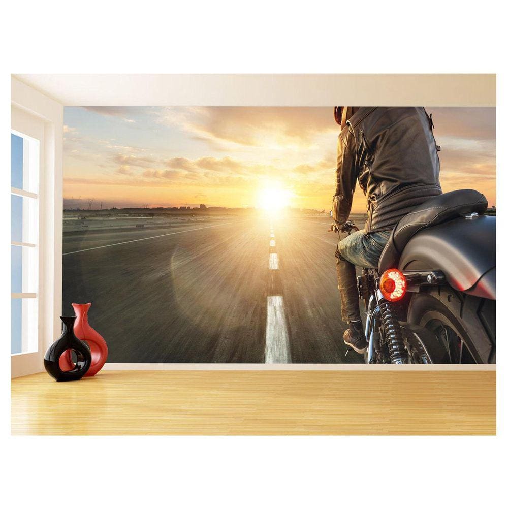 Papel De Parede 3D Moto Esporte Viagem Estrada 3,5M Bkm90