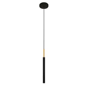 Luminária Teto Tubo Pendente Cama Quarto Preto Dourado 40Cm