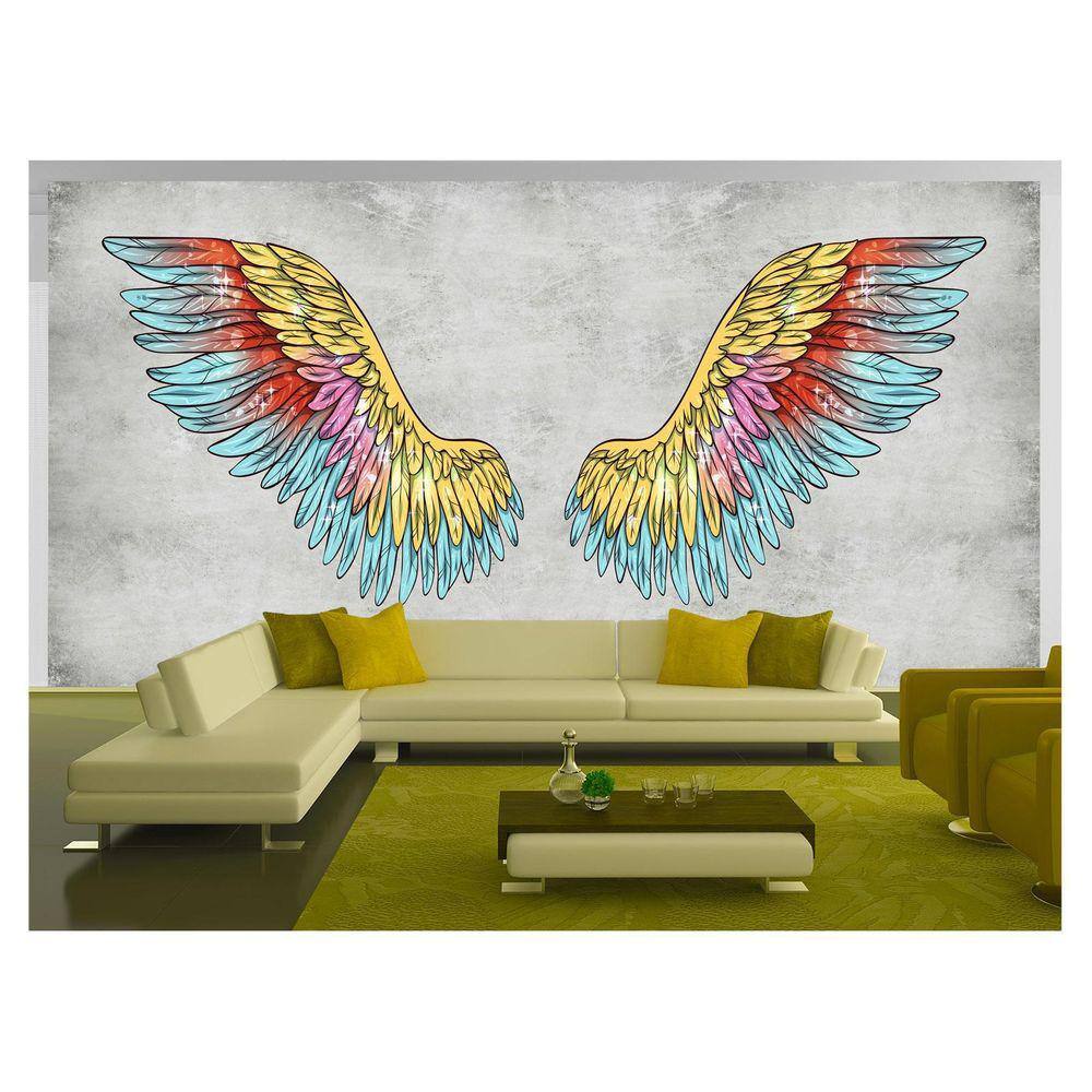 Papel De Parede 3D Arte Asas Selfie Insta Cores 3,5M Tra382