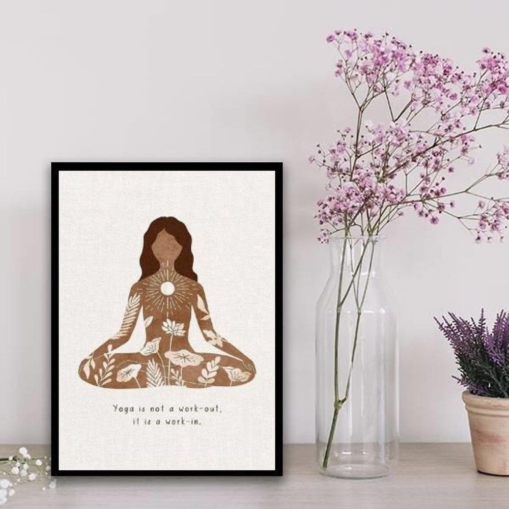 Quadro Yoga Is Not A Work Out 33X24Cm Vidro Branca
