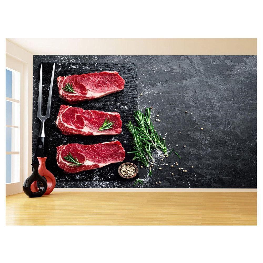 Papel De Parede 3D Alimentos Carne Churrasco Sal 3,5M Al268