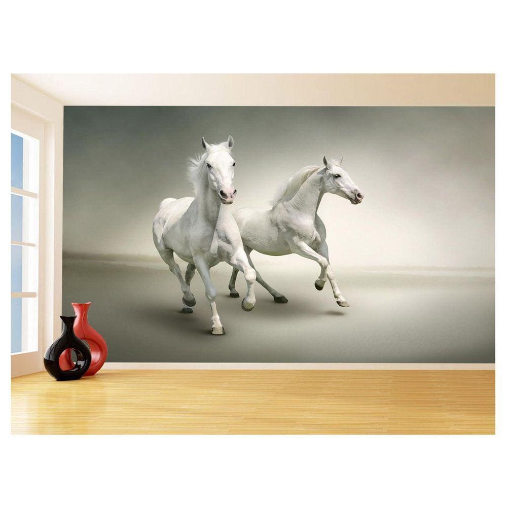Papel De Parede Animais Casal Cavalos Fazenda 3,5M Anm338
