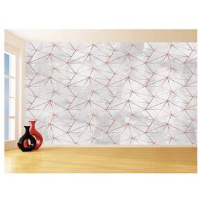 Papel De Parede 3D Concreto Linhas Dourado Rose 3,5M Kkt226