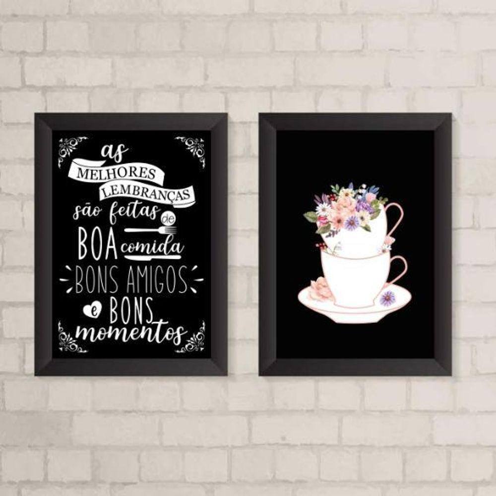 Quadros Café Cozinha Bons Momentos 45x34cm Moldura Preta