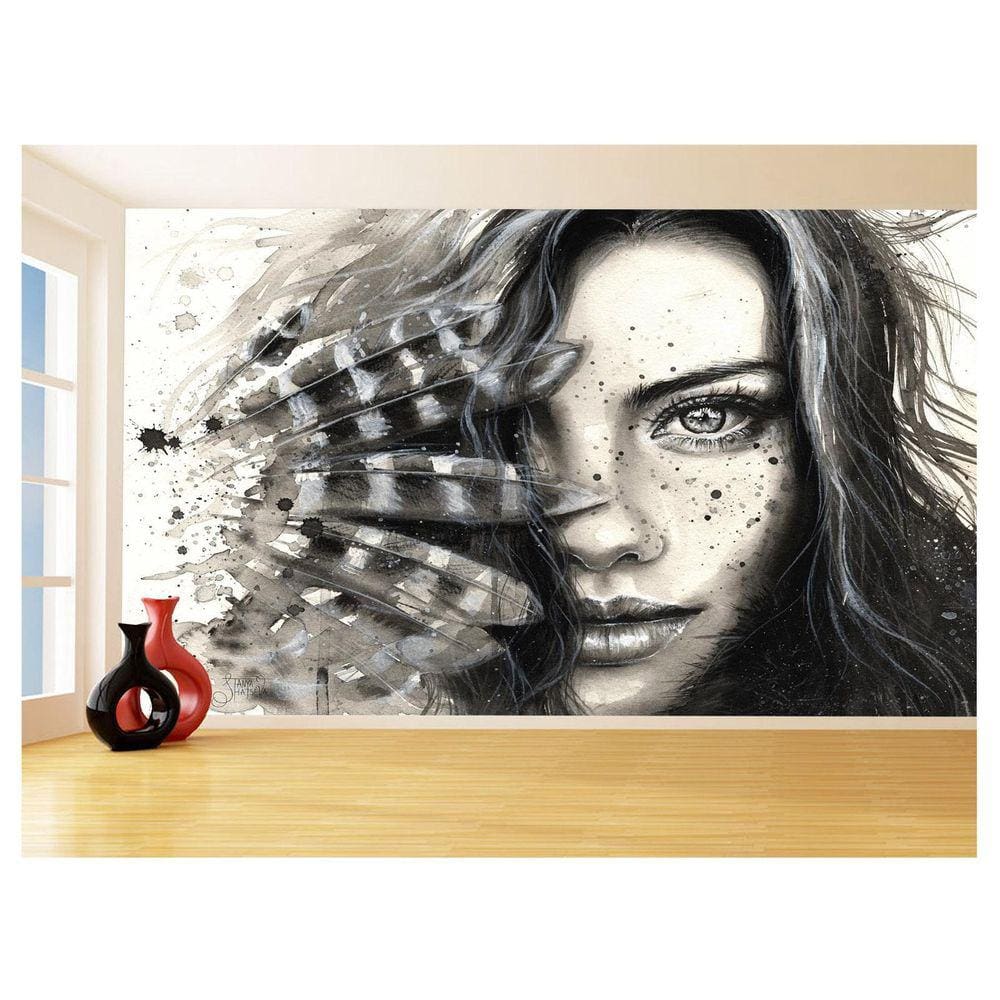 Papel De Parede 3D Salão De Beleza Arte Mulher 3,5M Slb95