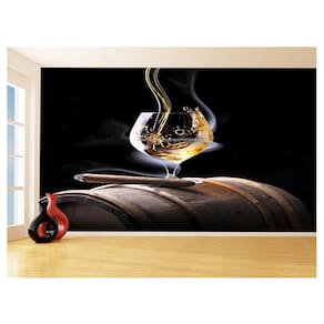 Papel De Parede 3D Bebidas Whisky Charutos 3,5M Al254