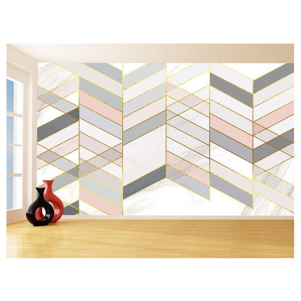 Papel De Parede 3D Estilo Marmore Cores Formas 3,5M Mbr03