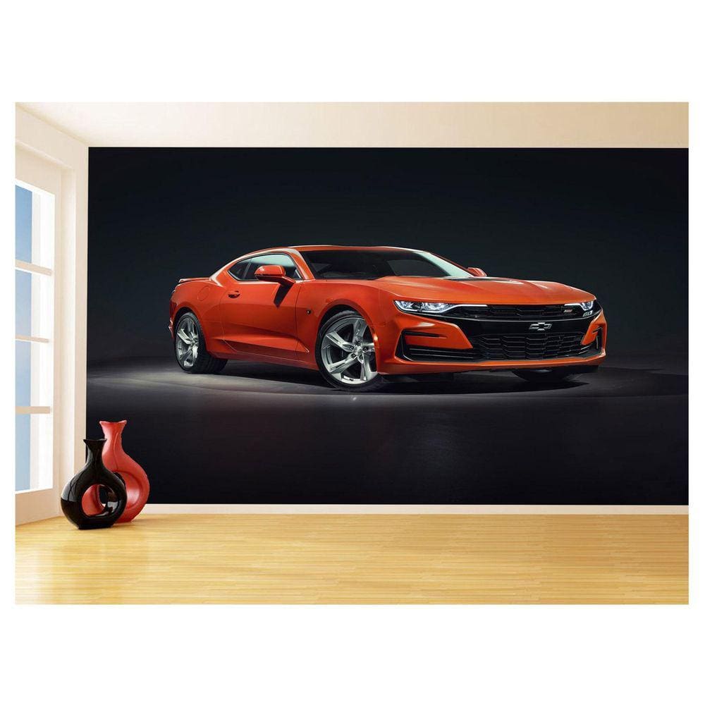 Papel De Parede Carro Camaro Chevrolet Laranja 3,5M Car49