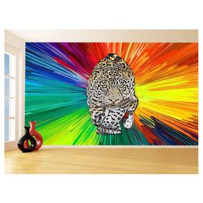 Papel De Parede 3D Animais Pop Art Onça Pintada 3,5M Pxa77