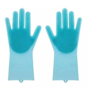 Luva Silicone Lava Louça Anti-Térmica Azul