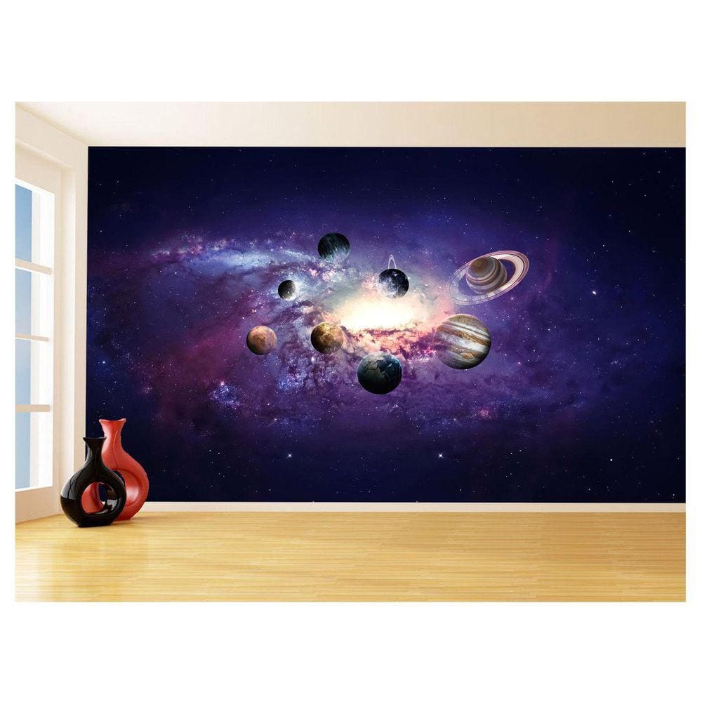 Papel De Parede 3D Espaço Estrelas Planetas 3,5M Nsp178
