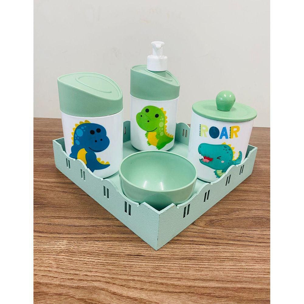 Kit Higiene Dino Baby Verde C/Quadrada Verde
