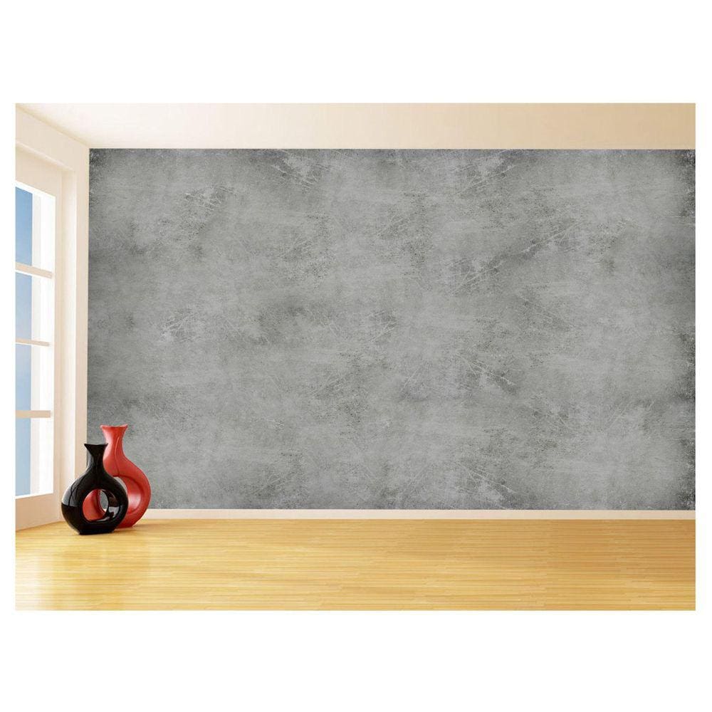 Papel De Parede 3D Concreto Queimado Liso Cinza 3,5M Kkt01