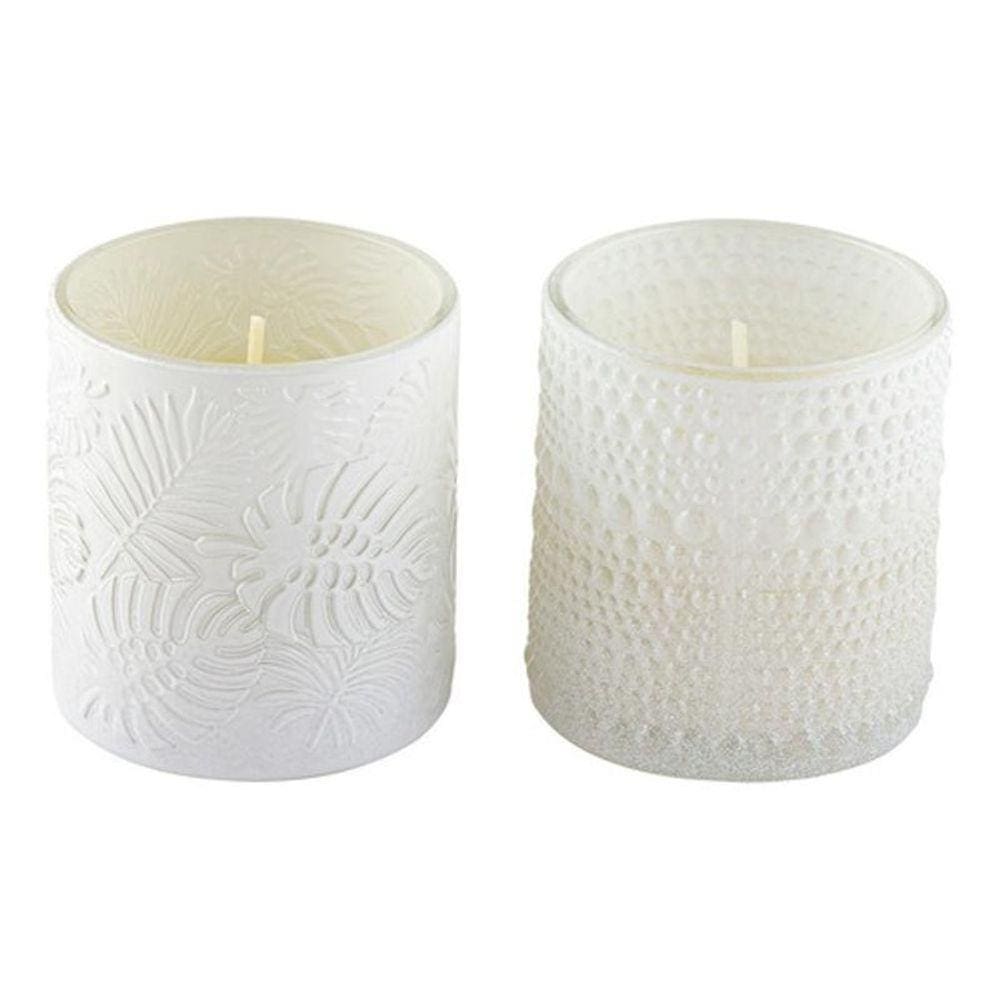 Kit 2 Velas Perfumada Decorativa Copo Vidro Branco Aromática