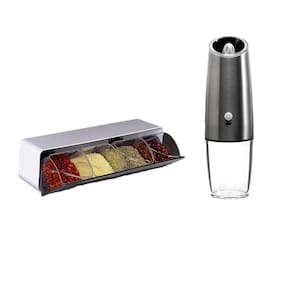 Jogo Tempero Moedor De Sal Pimenta E Porta Condimentos 2 Pçs