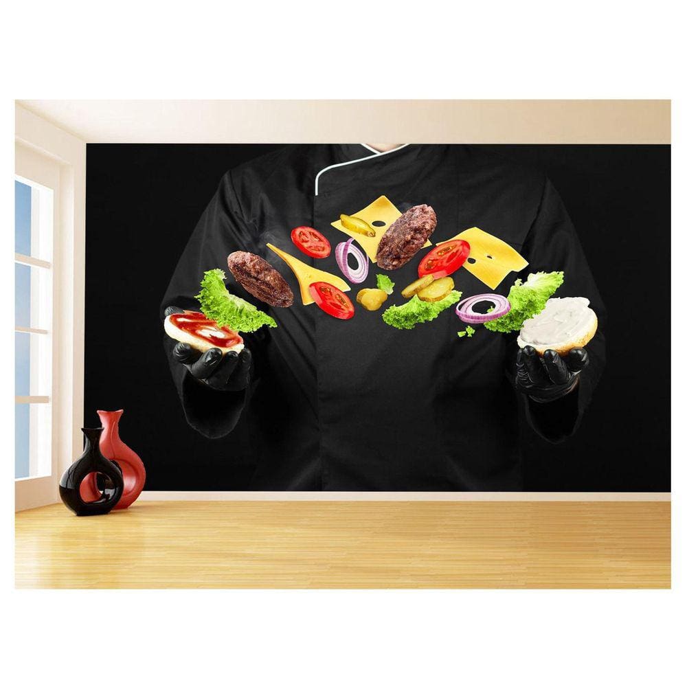 Papel De Parede 3D Alimentos Lanches Artesanais 3,5M Al437